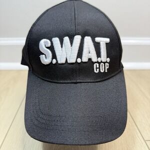Black SWAT Cop Baseball Cap Adjustable Snapback Hat Costume Novelty Adult Amscan